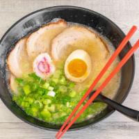 Shio Ramen · Light Salt taste. Includes Chashu (marinated pork belly), Green onions, sesame seeds, fish c...