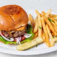 Beef Burger · Third pound burger with melted cheddar jack blend on brioche with our special sauce. Served ...