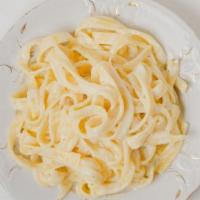 Fettuccini Alfredo · Pasta cooked al dente and tossed in our creamy homemade alfredo sauce.