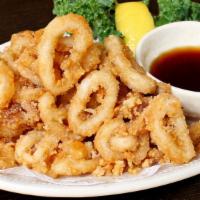 Fried Calamari · Deep fried soy sauce marinated squid. served with ponzu sauce