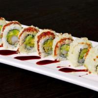 Crunchy Roll 8Pcs · Inside: 2 pieces shrimp tempura, cucumber, and avocado. Outside: tempura flake, eel sauce, a...