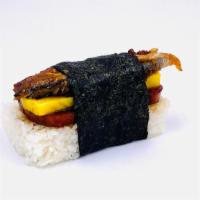 Unagi Tamago Spam Musubi · Japanese egg and eel spam musbi