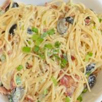 Vermicelli Salad · Homemade vermicelli pasta with bacon bits, olives and house ranch