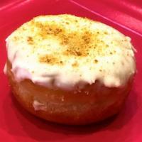 Lemon (Filled) Cheesecake · Lemon jelly filled donut topped with a cream cheese glaze and chopped graham cracker