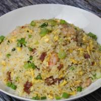楊州炒飯 Yeung Chow Fried Rice · Our most popular fried rice! Shrimp, Chinese sausage, eggs, green onions