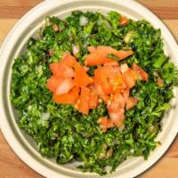 Tabbouleh Salad 16 Oz · Vegan. Cracked wheat, parsley tomato, onion, olive oil and lemon juice.