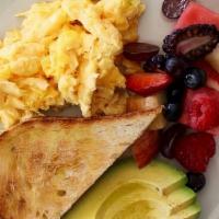 Matilda'S Breakfast · scrambled egg | avocado | market fruit | toast