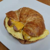 #3 Sausage & Egg With Cheese Hot Breakfast Sandwich · Hot breakfast made to order. Bread choice of Croissant, Toast or Bagel. Comes with sausage, ...