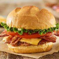 Bacon Turkey Single Smash · Grilled turkey burger, American cheese, lettuce, tomato, onion, pickles, Smash sauce & ketch...