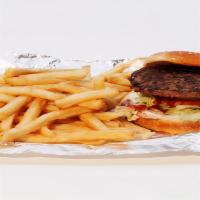 Hamburger With Fries · A grilled halal beef patty seasoned with lettuce, tomato, sliced onions, ketchup, and mayonn...