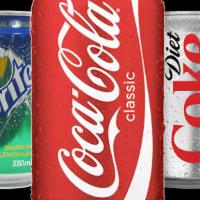 Soda · Coke, Diet Coke, Coke Zero, Dr. Pepper, Sunkist, Pepsi, Sprite.
