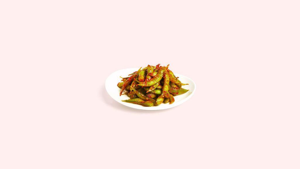 Spicy Edamame · Edamame coated in our housemade spicy sauce.
