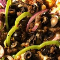 B. Supreme · Pepperoni, linguica, Italian sausage, black olives, fresh mushrooms, red onions and bell pep...