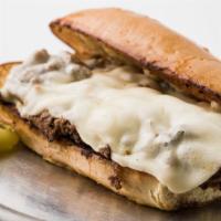 Cali-Delphia Cheese Steak Sandwich · Seasoned grilled thin cut steak, green peppers, Iettuce, tomato, onions, mushrooms, mayo, mu...