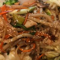 Yaki Soba · Stair Fried Japanese noodle with veggie . 
option to add on chicken, Beef, Sea food or shrimps