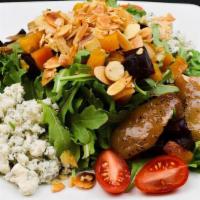 Remolachas Y Peras Salad · Wild arugula | golden & red beets | roasted pears | toasted almonds| blue cheese | grain mus...