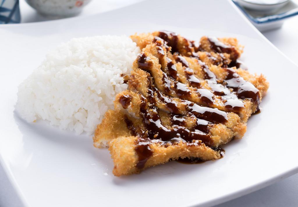Chicken Katsu · breaded and deep fried chicken breast with katsu sauce.