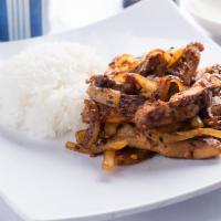 Chili Onion Chicken · grilled chicken sauted with onions and spicy sauce and lemon.