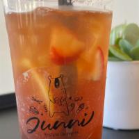 Refresher Fruit Boba Tea · refreshing with fresh fruit tea. choice of strawberry, peach and citrus.