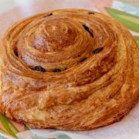 Raisin Custard Roll Croissants · Flaky puff pastry rolled with custard cream and spotted with raisins