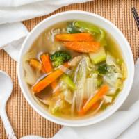 Vegetable Soup · Assorted vegetable in clear broth.