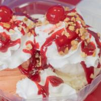 Sundae Double · 2 scoops of ice cream, your choice strawberry/chocolate syrup, whipped cream, chopped peanut...