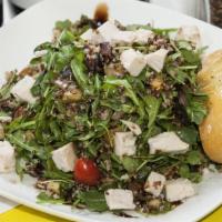 Arnold Salad · roasted turkey, baby arugula, organic quinoa, grilled veggies (zucchini, eggplant, red onion...