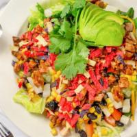Bbq Tri Tip Salad · Chopped lettuce, tomatoes, Tulsa's famous BBQ tri tip, sweet corn, black beans, avocado, tor...