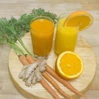 Organic Immunity Juice · Daily Build Strong Immunity Ginger Root Juice, Orange and Carrot.