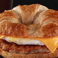 Patti Sausage, Eggs, & Cheese Breakfast Sandwich · Hot Breakfast made to order.  Bread Choice:  Croissant , & Bagel.   Come with Eggs, Patti Sa...