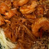 Pad Thai Noodle · stir fried rice noodle with egg, bean sprout, scallion in a mixture of tamarind and palm sug...