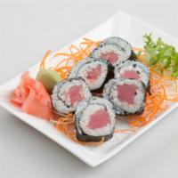 Tuna Roll (6) · Tuna wrap in sushi rice and nori.