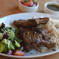 Lamb Chop Kabob · Charbroiled pieces of tender lamb chops, marinated with onions and spices. Served with salad...