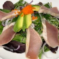 Albacore Tataki Salad · Seared albacore on top of spring mix with our house dressing