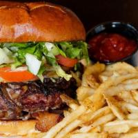 5 Burger · 1/2 pound Certified angus beef, bacon, caramelized onions, mushrooms, avocado mayonnaise, le...