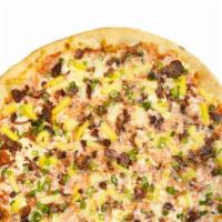 Hawaiian Pizza 16In · Tomato sauce, bacon, pineapple, green onions, mozzarella, and provolone 16
