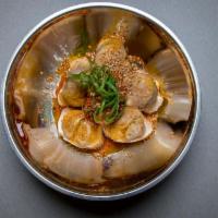 Pork & Kimchi Potstickers · apple kimchi, sesame dipping sauce, scallion