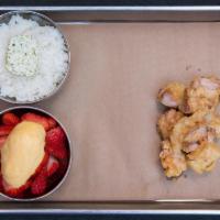 Kids Chicken Bowl · furikake butter, rice, side of fruit