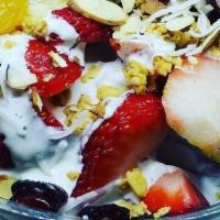 Strawberries And Cream · Strawberries, Homemade Cream, Honey Roasted Granola with Almonds, Almonds, Coconut, Mixed Nu...