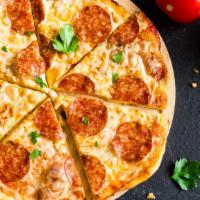 Pepperoni Pizza With Cauliflower Crust · Mouthwatering Large Cheese Pizza topped with pepperoni, and served in a Cauliflower Crust.