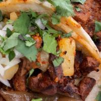 4 Street Tacos · Choice of protein on corn tortillas, topped with onions and cilantro. The one pictured is ou...
