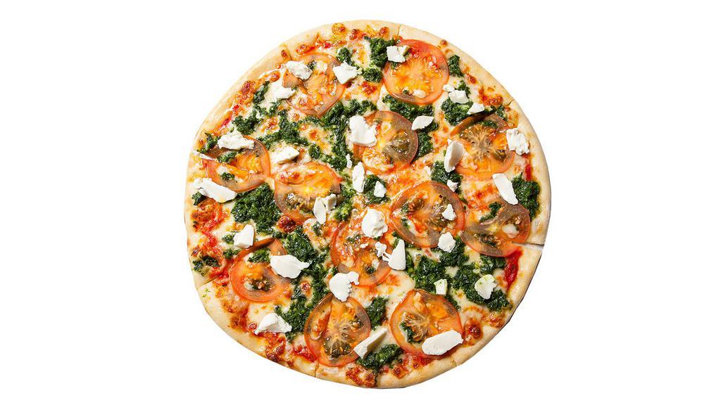 Intergalactic Artichoke Pizza · Artichoke, mushrooms, garlic, basil, mozzarella, tomato sauce.