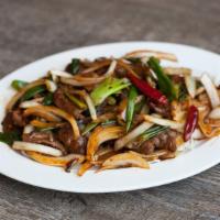 Mongolian Beef · Spicy. Beef, green and yellow onion.