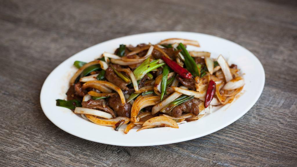 Mongolian Beef · Spicy. Beef, green and yellow onion.
