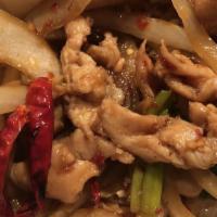 Mongolian Chicken · Chicken, green and yellow onions