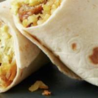 Chicken & Egg Burrito · Egg burrito (eggs, potatoes and cheese) with added chicken.