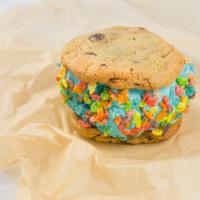 Ice Cream Cookie Sandwich · Two warm cookies, a scoop of ice cream and a free topping.