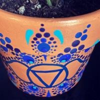 The Third Eye Chakra Pot With Plant · Hand-painted mandala design Third Eye Chakra Pot includes a potted plant and incense stick.