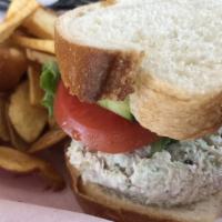 Chicken Salad Sandwich · Mayo, Dijon mustard, cucumber, tomato, lettuce, chicken salad, choice of cheese (provolone, ...