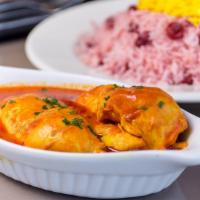Sour Cherry Rice With Chicken · Albalou polo. Basmati rice mixed with saffron and sour cherries served with baked chicken in...